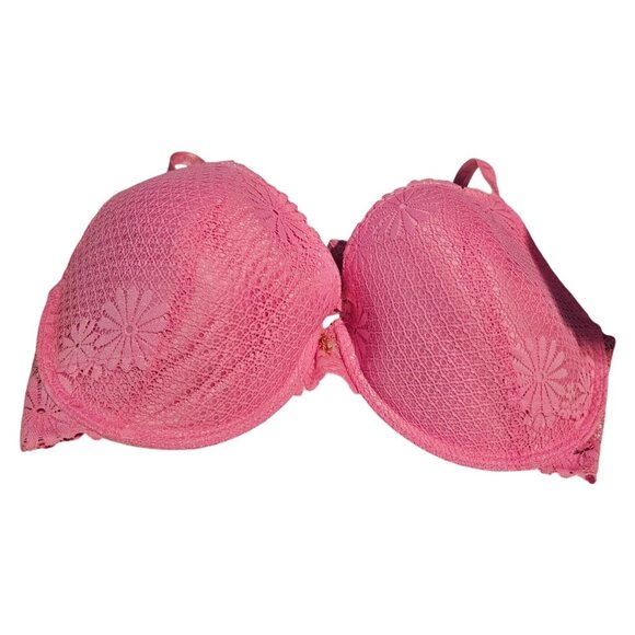 Juicy Couture Intimates Size 42D Pink Lace Sexy Pushup Underwire Bra Charm Clasp - Picture 2 of 9